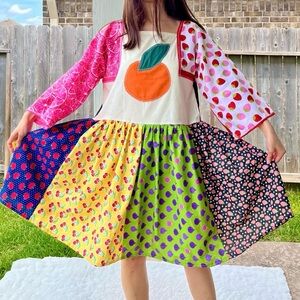 Handmade Fruit Paradise Flavorful Print Bandana Dress | SKU 04173 Orange\Lemon